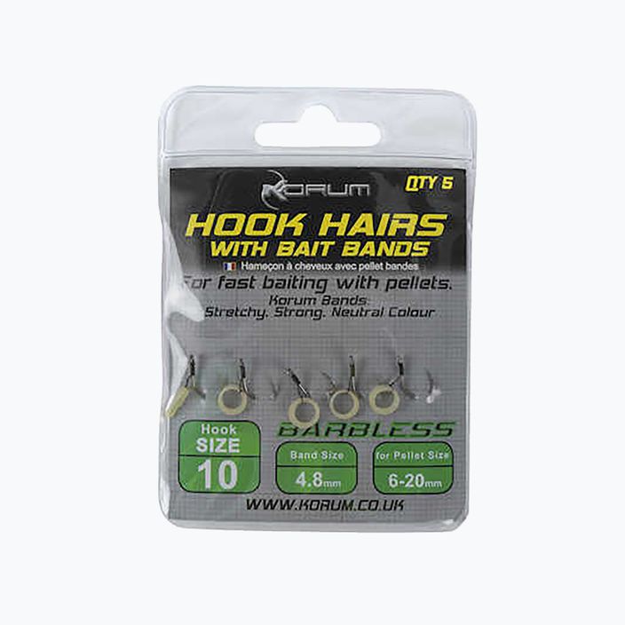 Поводки для methody Korum Hook Hairs With Bait Bands прозорі KHHBB/10