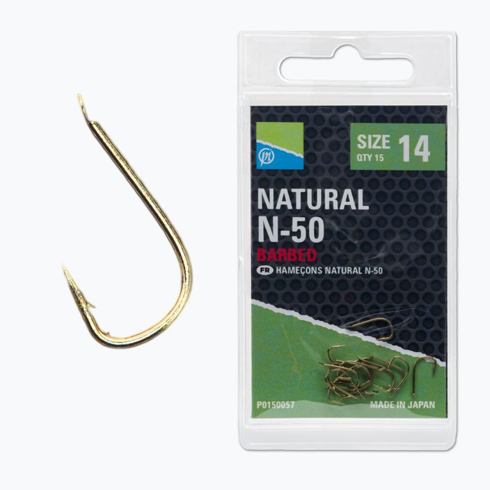 Гачки для риболовлі Preston Innovations Natural N-50 15 шт. золотисті P0150057