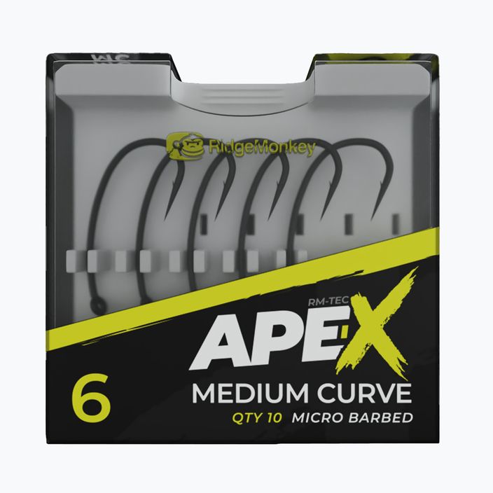 Гачки RidgeMonkey Ape-X Medium Curve Barbed сірі RMT251 2