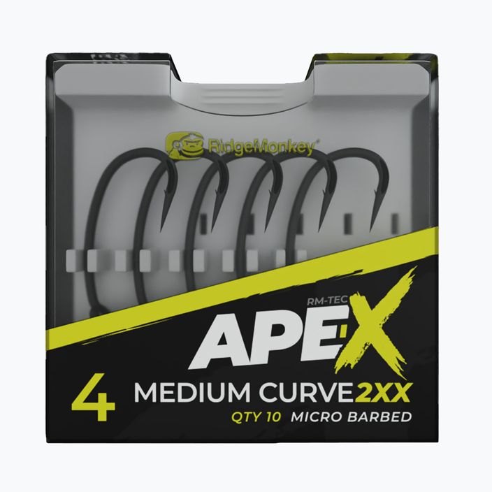 Гачки RidgeMonkey Ape-X Medium Curve 2XX Barbed сірі RMT256 2