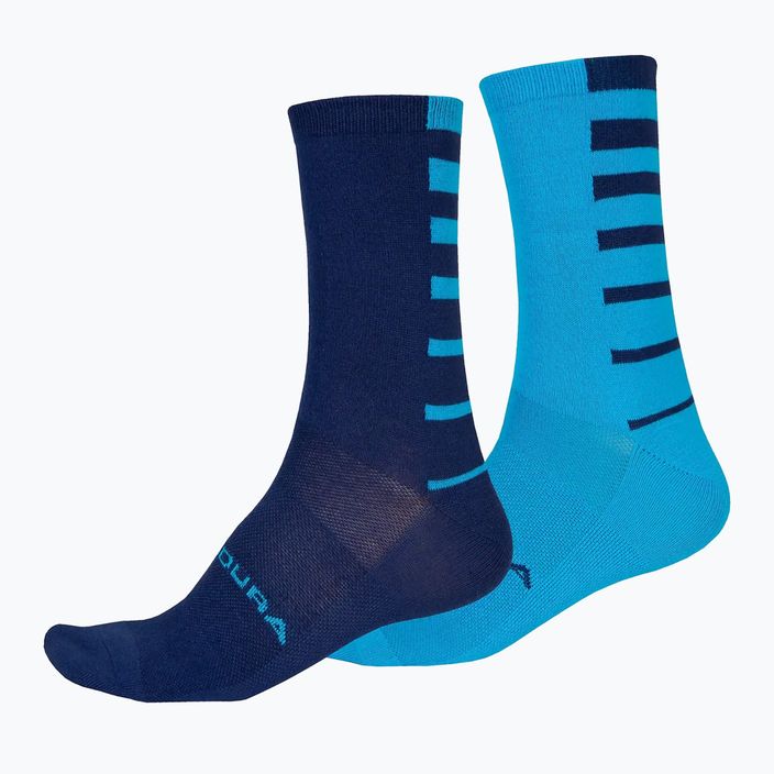 Чоловічі шкарпетки для велоспорту Endura Coolmax Stripe 2 pack електричні сині/темно-сині