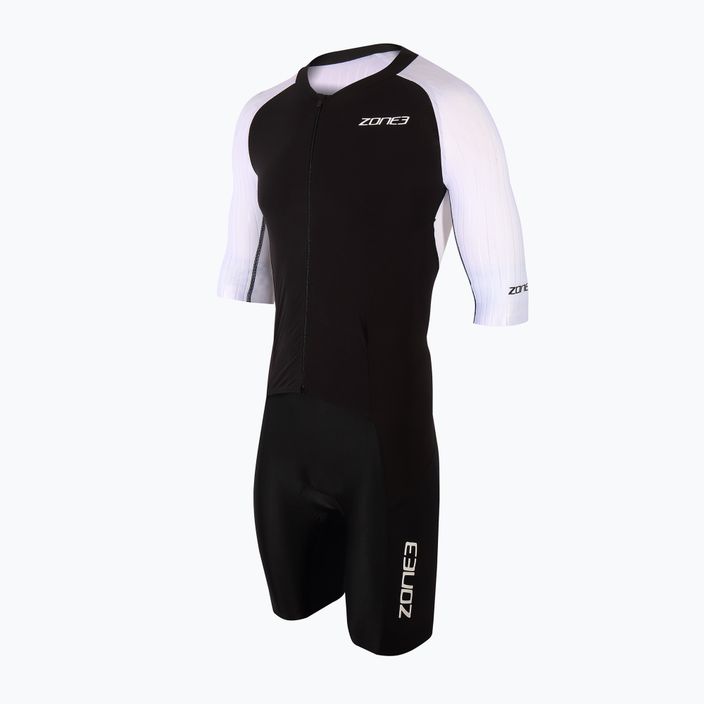 Чоловічий триатлонний костюм ZONE3 Lava Long Distance Full Zip Aero Suit чорний/білий/червоний