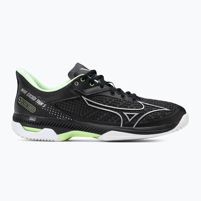 Чоловічі тенісні туфлі Mizuno Wave Exceed Tour 5 AC чорні/сріблясті/техно зелені 2