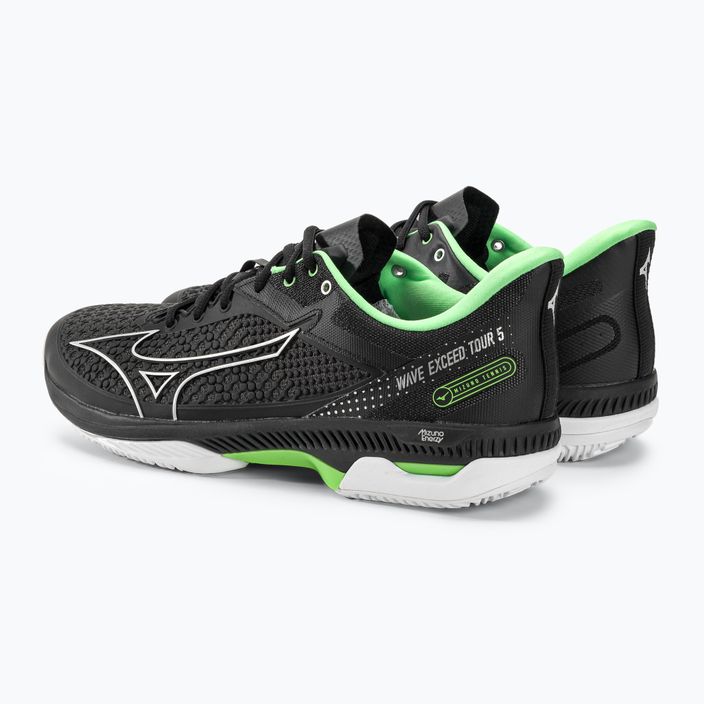 Чоловічі тенісні туфлі Mizuno Wave Exceed Tour 5 CC чорні/сріблясті/техно зелені 4
