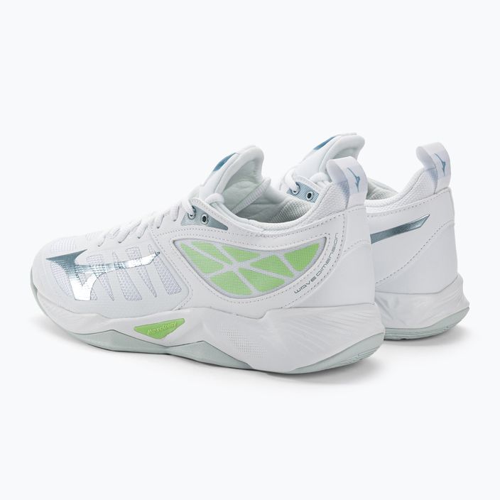 Жіночі волейбольні кросівки Mizuno Wave Dimension білі/гребінь/патина зелені 3