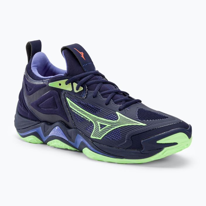 Чоловічі волейбольні туфлі Mizuno Wave Momentum 3 вечірні сині/технологічний зелений/лоліт