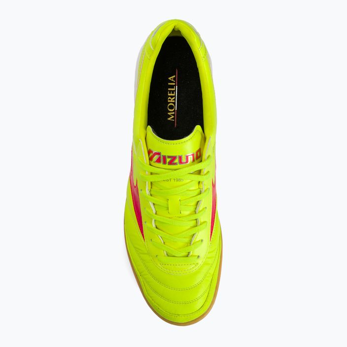 Кросівки футбольні чоловічі Mizuno Morelia Sala Elite IN safety yellow/fiery coral 2/galaxy silver 7