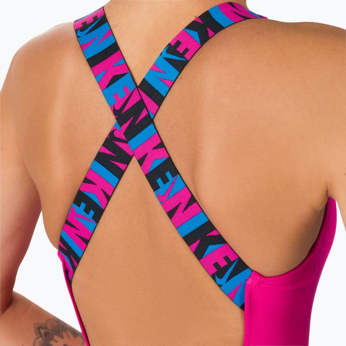 Купальник суцільний жіночий Nike Logo Tape Crossback рожевий NESSC262-672 5