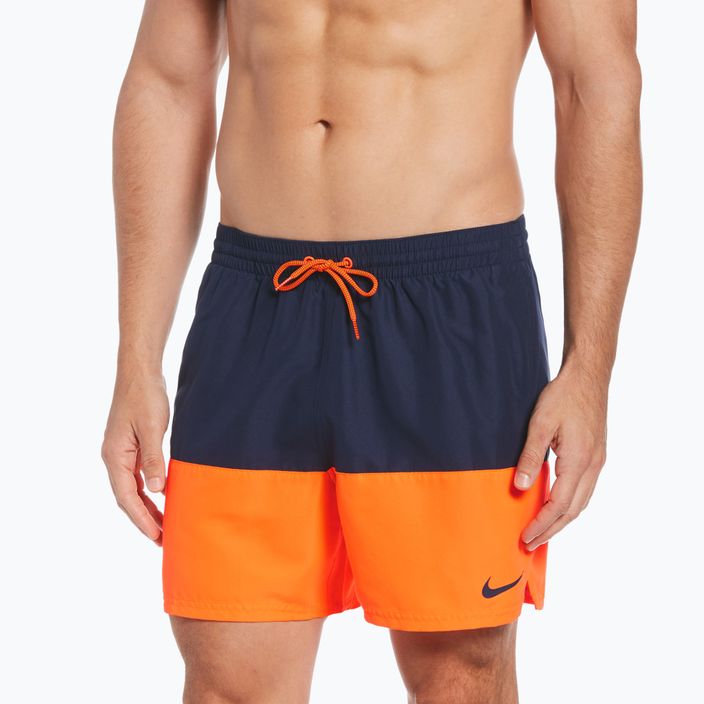Шорти для плавання чоловічі Nike Split 5" Volley синьо-помаранчеві NESSB451-822 5