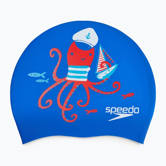 Шапочка для плавання дитяча Speedo Junior Printed Silicone tru cobalt/watermelon/white 2