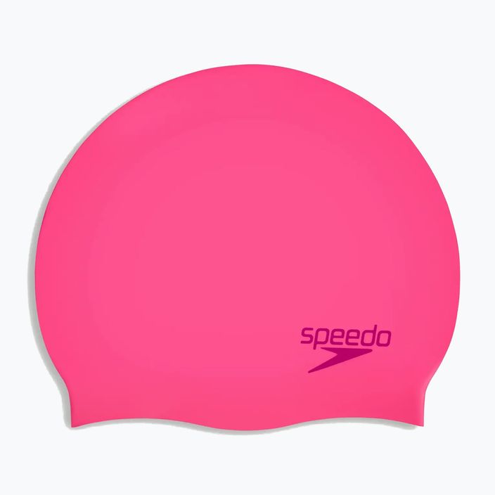 Шапочка для плавання дитяча Speedo Plain Moulded Silicone Junior flare pink/wineberry 2