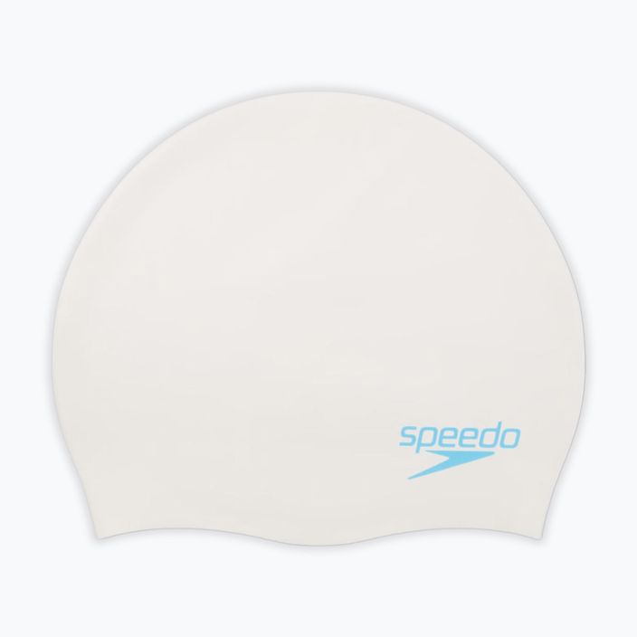 Дитяча шапочка для плавання Speedo Plain Moulded Silicone біла / аква-сплеск