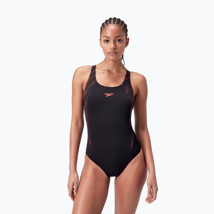 Злитий купальник Speedo HyperBoom Splice Muscleback чорний / сливовий денді / сирена червоний 5