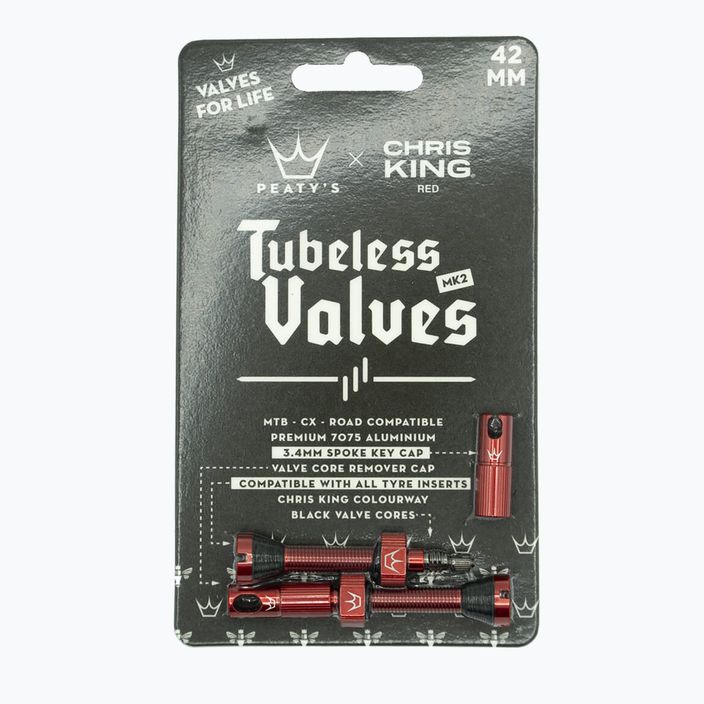 Набір клапанів presta Peaty's X Chris King Mk2 Tubeless Valves PTV2-42-RED-12 червоний 83776 2