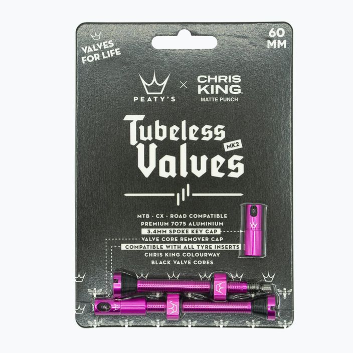 Набір клапанів presta Peaty's X Chris King Mk2 Tubeless Valves PTV2-60-PUN-12 рожевий 83788 2
