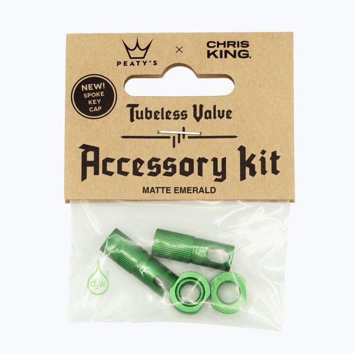 Кришка вентиля велосипедної шини Peaty's X Chris King Mk2 Tubeless Valves Accessory Kit зелена 83800