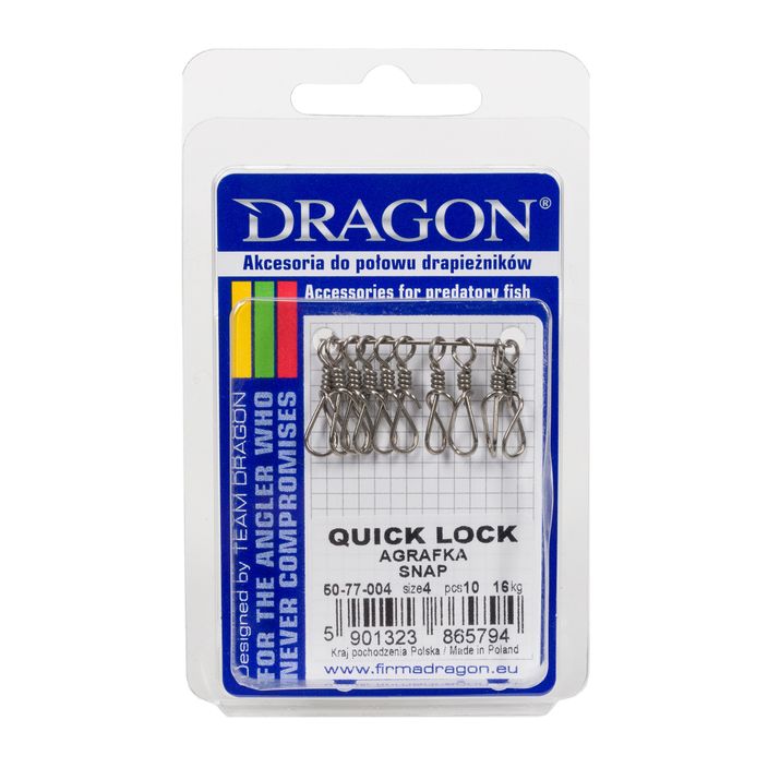 Застібки спінінгові DRAGON Quick Lock 10 шт. сріблясті PDF-50-77-004 2