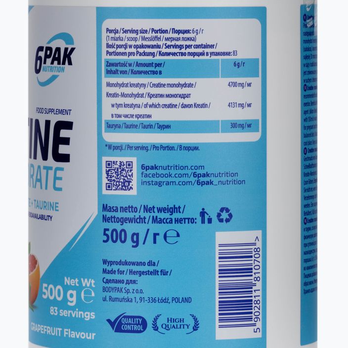 Creatine Monohydrate 6PACK креатин 500г грейпфрут PAK/137#GREJP 3