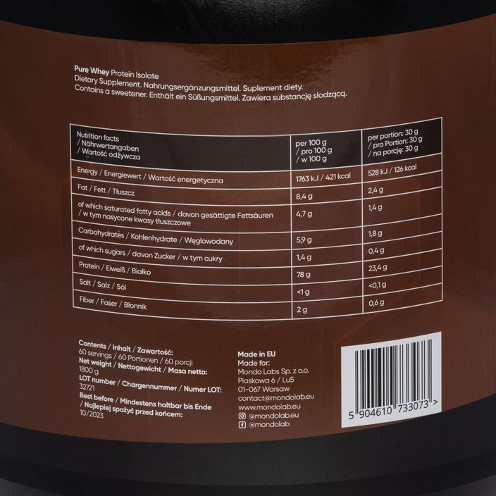 Ізолят протеїну Pure Whey MONDOLAB 1,8кг шоколад MND003 2