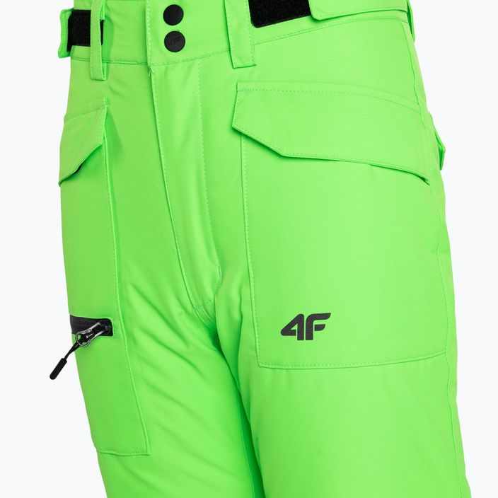 Дитячі гірськолижні штани 4F M360 зелений неон 5