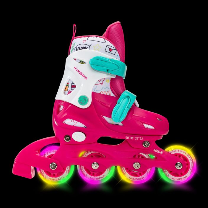Дитячі роликові ковзани HUMBAKA Starjet LED 3в1 рожеві 2