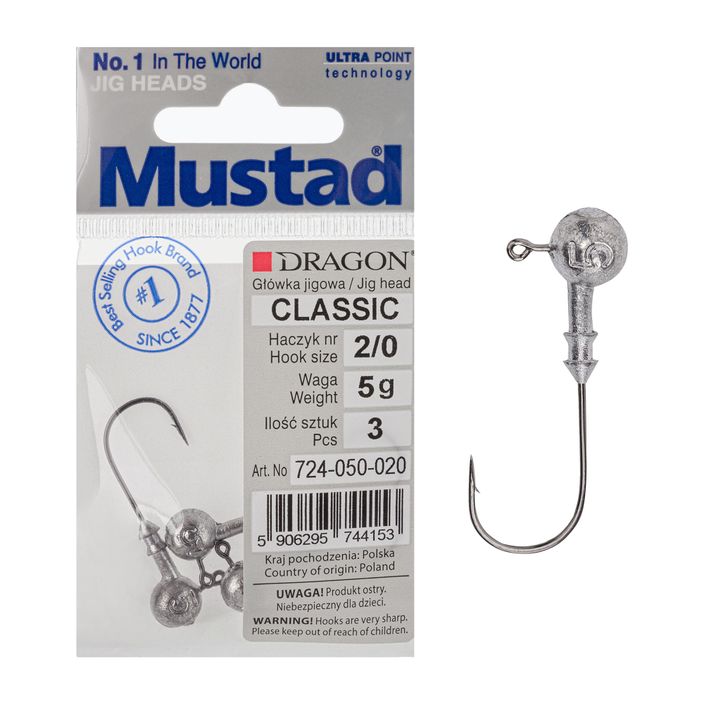 Джиг-головка Mustad Classic 3 шт. 2/0 срібляста PDF-724-050-020 2