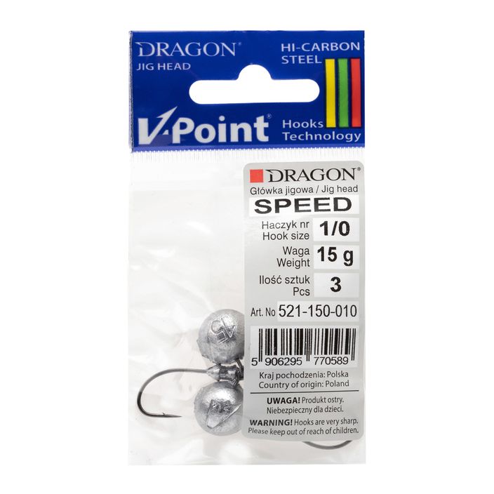 Джиг-головка DRAGON V-Point Speed 15g 3 шт. чорна PDF-521-150-010 2