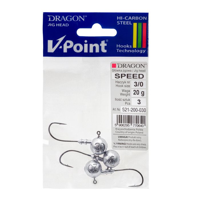 Джиг-головка DRAGON V-Point Speed 20g 3 шт. чорна PDF-521-200-030 2