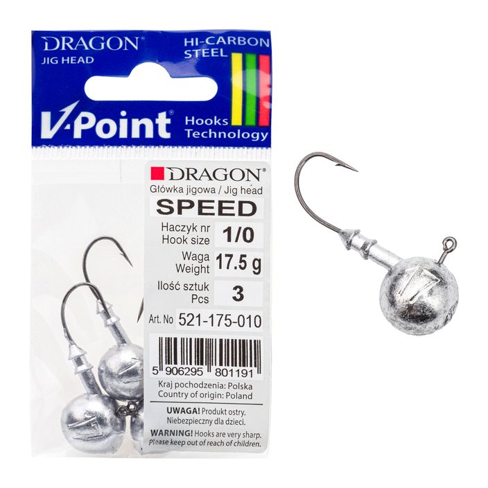 Джиг-головка DRAGON V-Point Speed 17,5g 3 шт. чорна PDF-521-175-010 2