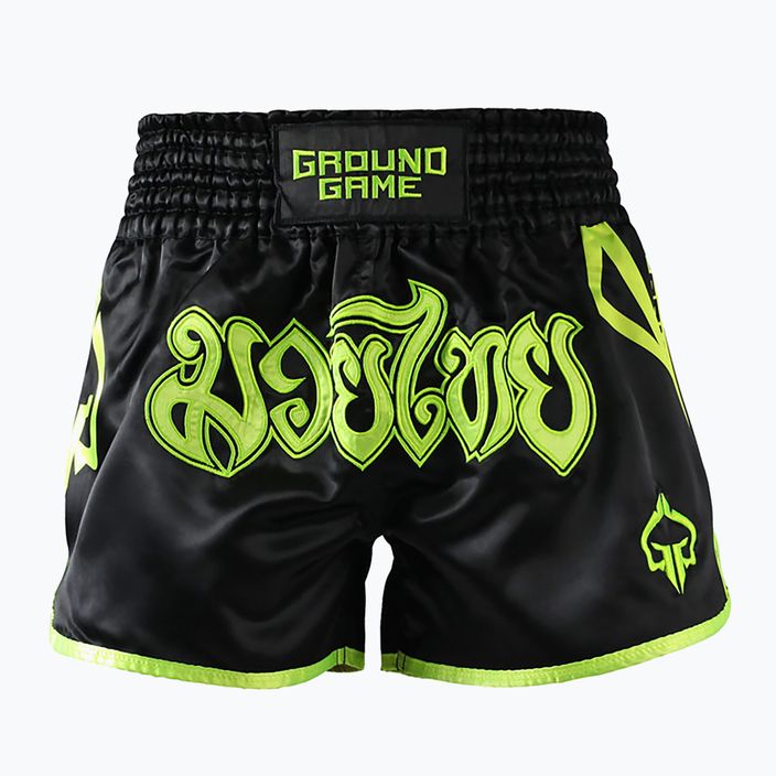 Чоловічі тренувальні шорти Ground Game Muay Thai Neon чорний / зелений неон