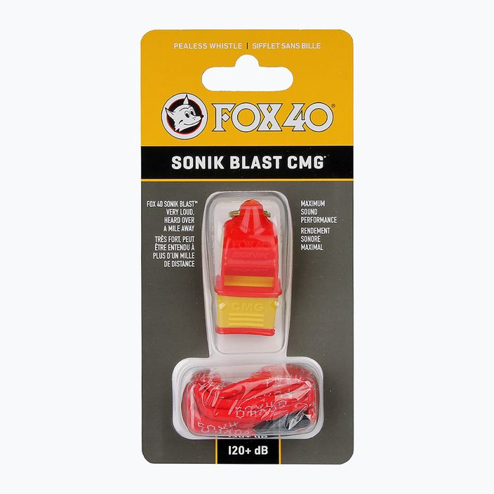 Свисток зі струною Fox 40 Sonik Blast CMG червоний/жовтий 2