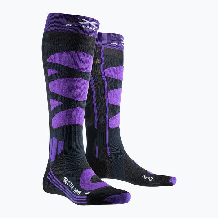 Лижні шкарпетки X-Socks Ski Control 4.0 вугільно-меланжеві/фіолетові 5