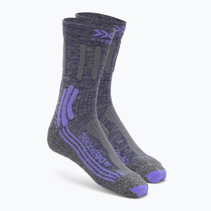 Шкарпетки жіночі трекінгові X-Socks Trek X Merino сіро-фіолетовий меланж/сірий меланж