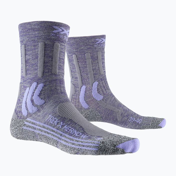 Шкарпетки жіночі трекінгові X-Socks Trek X Merino сіро-фіолетовий меланж/сірий меланж 4