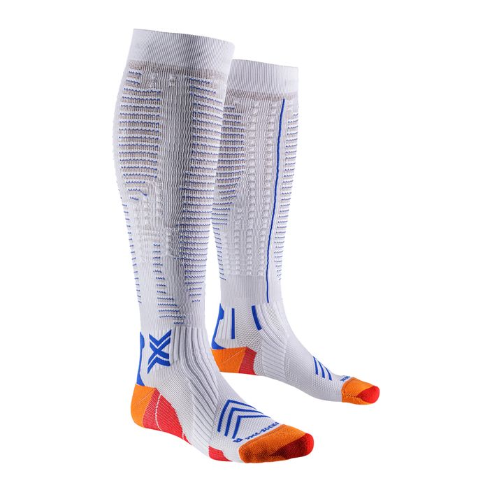 Чоловічі шкарпетки для бігу X-Socks Run Expert Effektor безрецептурні бігові шкарпетки білі/помаранчеві/сині 2