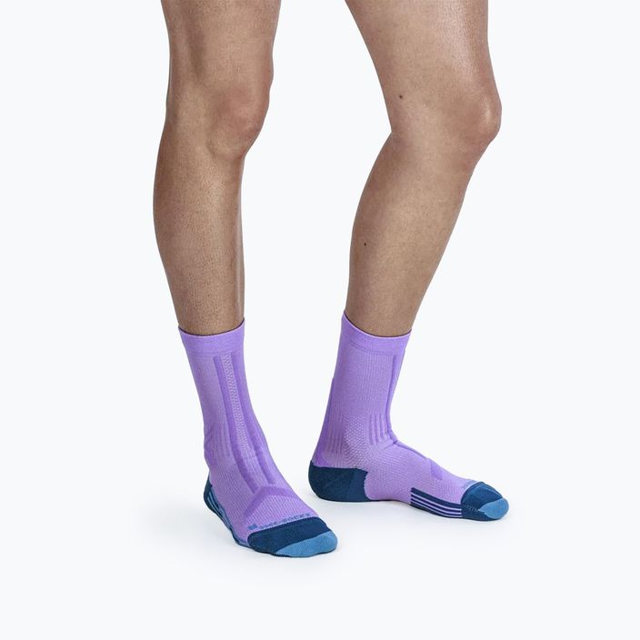 Жіночі шкарпетки для бігу X-Socks Trailrun Discover Crew орхідея/захід сонця сині 2
