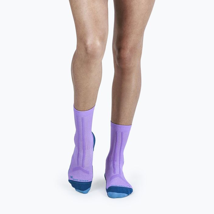 Жіночі шкарпетки для бігу X-Socks Trailrun Discover Crew орхідея/захід сонця сині 3