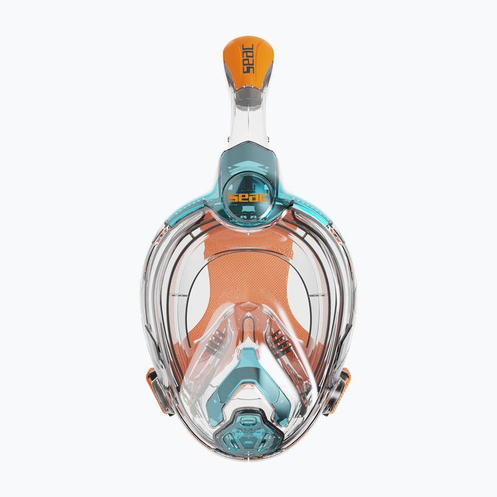 Дитяча маска для снорклінгу SEAC Libera аквамариново-помаранчева для повного обличчя 2