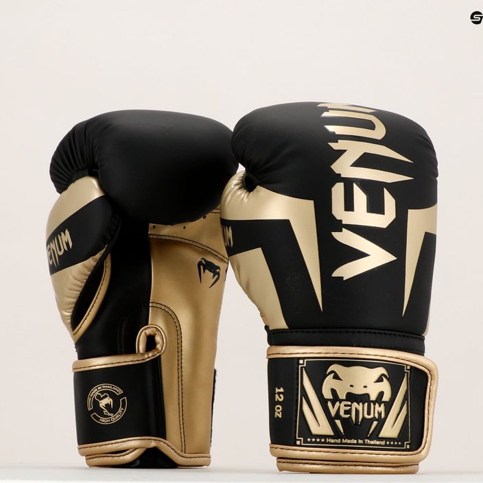 Рукавиці боксерські чоловічі Venum Elite чорно-золоті VENUM-1392 14