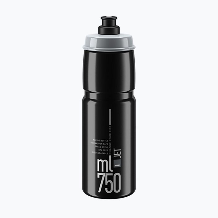 Велосипедна пляшка Elite Jet 750 мл чорний/сірий логотип