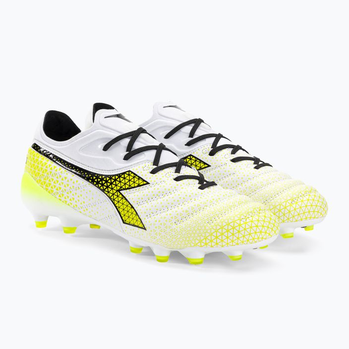 Чоловічі футбольні бутси Diadora Brasil Elite Tech GR LPX білі/чорні/флуо жовті 4