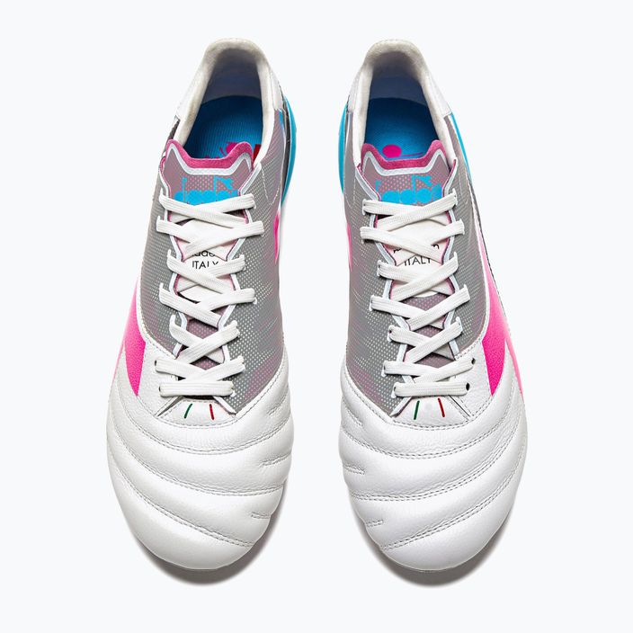 Чоловічі футбольні бутси Diadora Brasil Elite Veloce GR ITA LPX білий/рожевий флуоресцентний/синій флуоресцентний 13