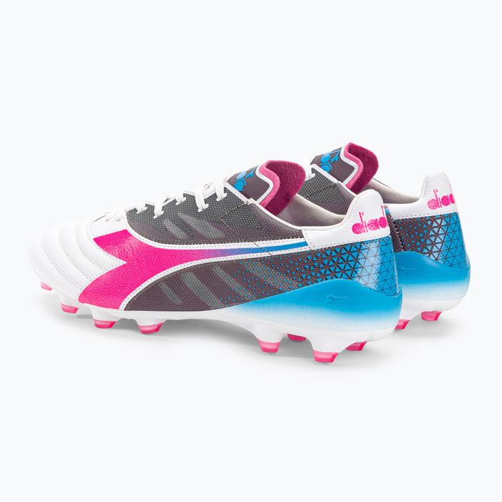 Чоловічі футбольні бутси Diadora Brasil Elite Veloce GR ITA LPX білий/рожевий флуоресцентний/синій флуоресцентний 3