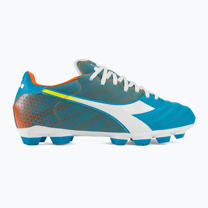 Чоловічі футбольні бутси Diadora Brasil Elite Veloce GR LPU сині флуоресцентні / білі / помаранчеві 2