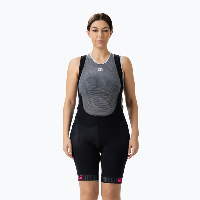 Велошорти жіночі Alé Pantalone C/B Traguardo black/fluo pink 3
