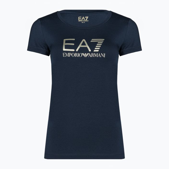 Жіноча футболка EA7 Emporio Armani Train Shiny темно-синя / логотип світло-золота