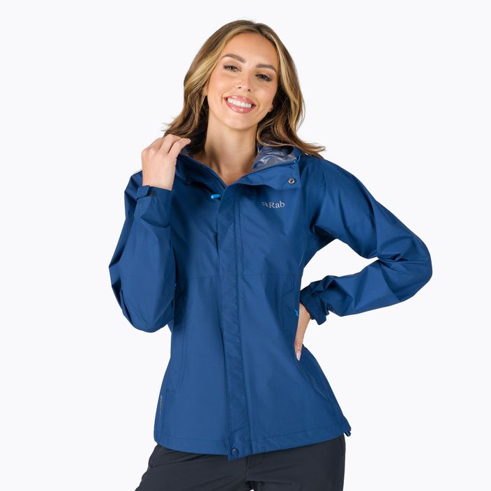 Куртка дощовик жіноча Rab Downpour Eco блакитна QWG-83-NB-08