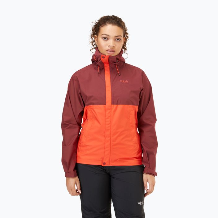 Куртка дощовик жіноча Rab Downpour Eco помаранчево-бордова QWG-83