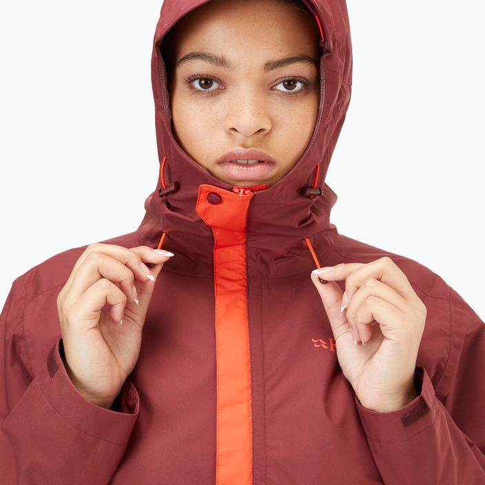 Куртка дощовик жіноча Rab Downpour Eco помаранчево-бордова QWG-83 4