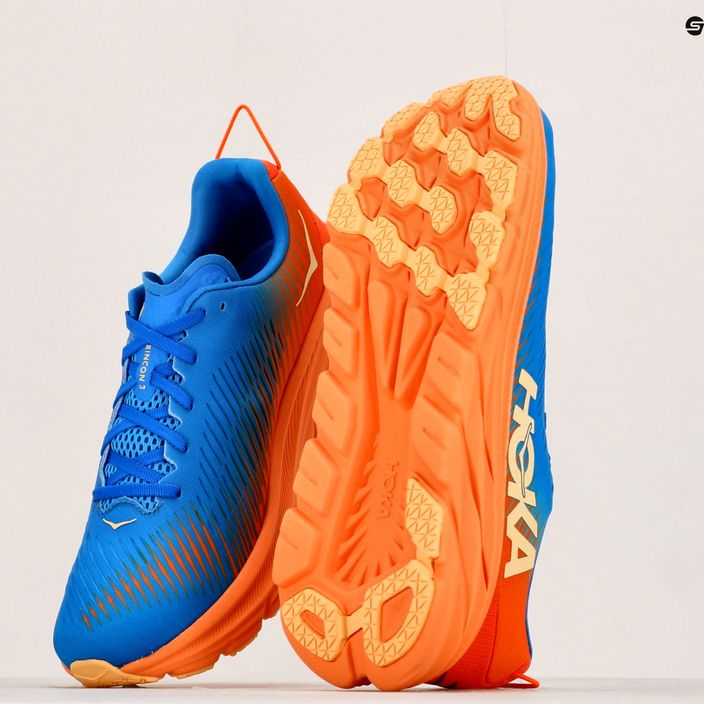Кросівки для бігу чоловічі HOKA Rincon 3 блакитно-помаранчеві 1119395-CSVO 11